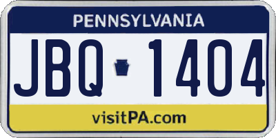 PA license plate JBQ1404