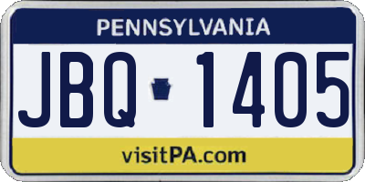 PA license plate JBQ1405