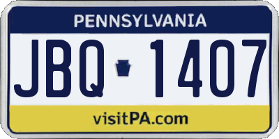PA license plate JBQ1407