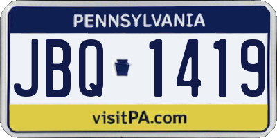 PA license plate JBQ1419