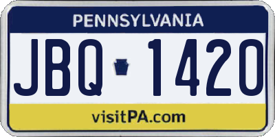PA license plate JBQ1420