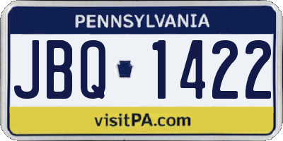 PA license plate JBQ1422