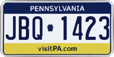 PA license plate JBQ1423