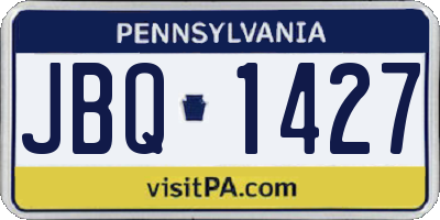 PA license plate JBQ1427