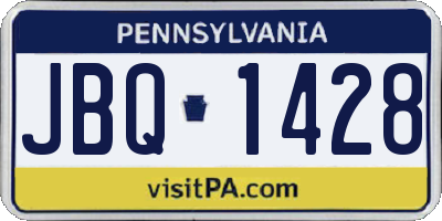 PA license plate JBQ1428