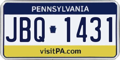 PA license plate JBQ1431