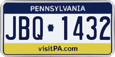 PA license plate JBQ1432