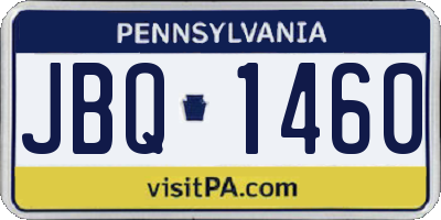 PA license plate JBQ1460