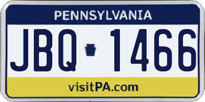 PA license plate JBQ1466