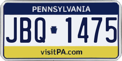PA license plate JBQ1475
