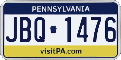PA license plate JBQ1476