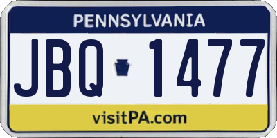 PA license plate JBQ1477