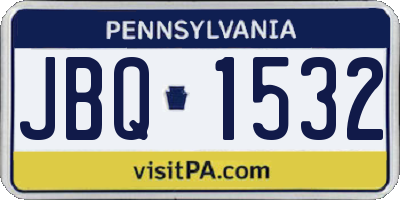 PA license plate JBQ1532