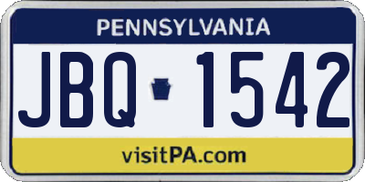 PA license plate JBQ1542
