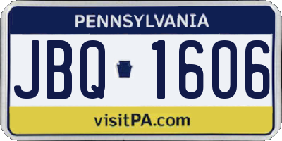 PA license plate JBQ1606