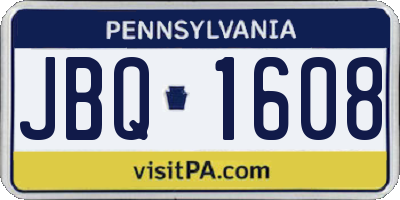 PA license plate JBQ1608