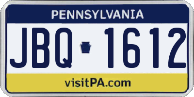 PA license plate JBQ1612