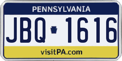 PA license plate JBQ1616