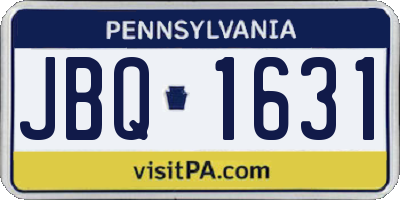 PA license plate JBQ1631