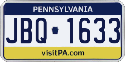 PA license plate JBQ1633