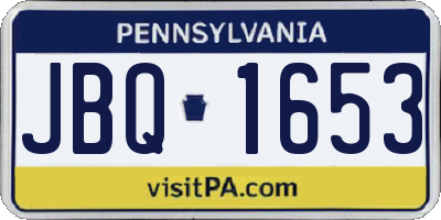 PA license plate JBQ1653