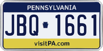 PA license plate JBQ1661