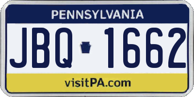 PA license plate JBQ1662