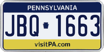PA license plate JBQ1663