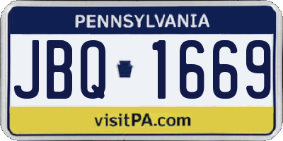 PA license plate JBQ1669