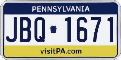 PA license plate JBQ1671