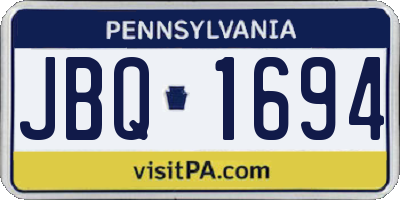 PA license plate JBQ1694