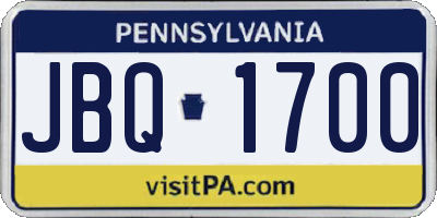 PA license plate JBQ1700