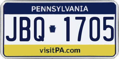 PA license plate JBQ1705