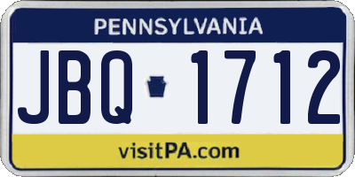 PA license plate JBQ1712