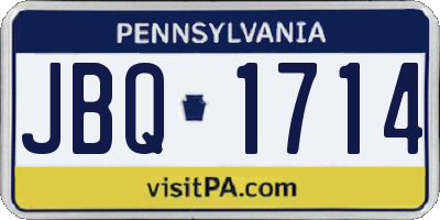 PA license plate JBQ1714