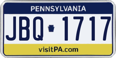 PA license plate JBQ1717