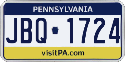 PA license plate JBQ1724