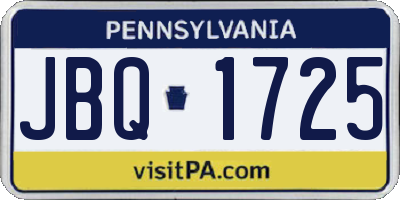 PA license plate JBQ1725