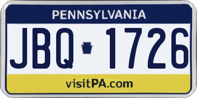 PA license plate JBQ1726