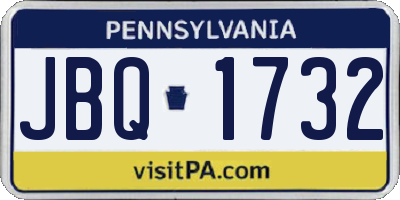 PA license plate JBQ1732