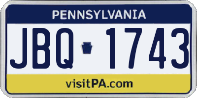 PA license plate JBQ1743