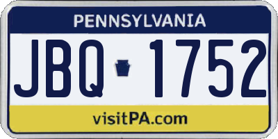 PA license plate JBQ1752