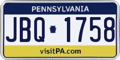 PA license plate JBQ1758