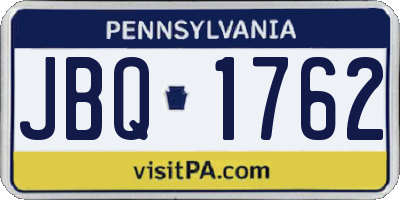 PA license plate JBQ1762