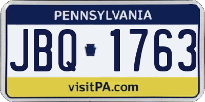 PA license plate JBQ1763