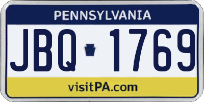 PA license plate JBQ1769
