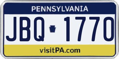 PA license plate JBQ1770