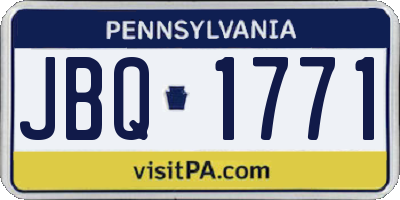 PA license plate JBQ1771