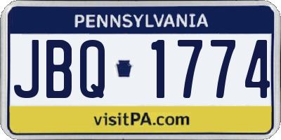 PA license plate JBQ1774