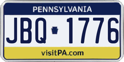 PA license plate JBQ1776